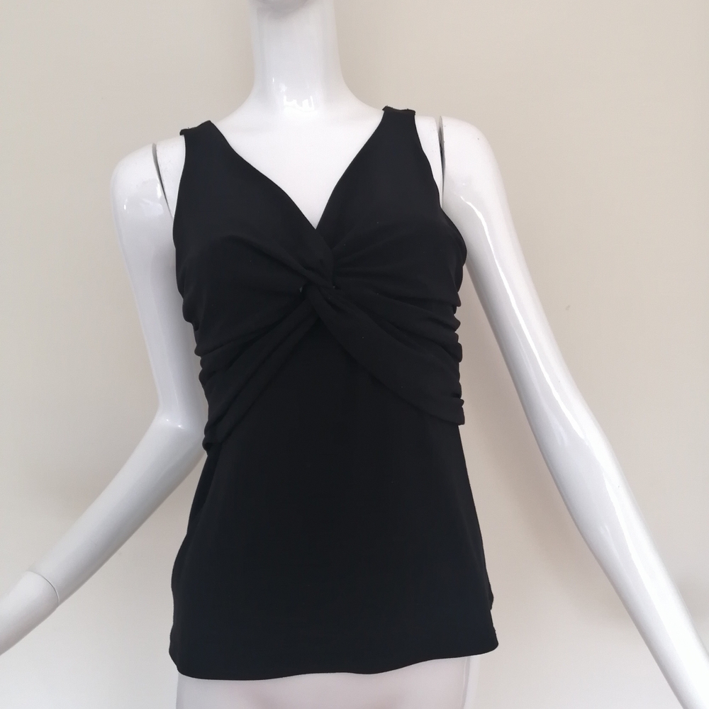 Joseph Ribkoff Black Ruched Tie Front Tank Top